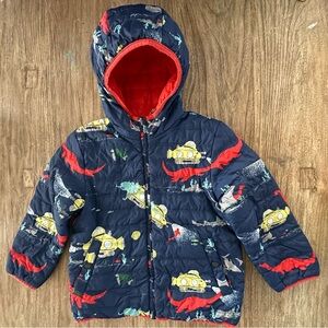 Mini Boden Reversible Navy and Red Submarine Adventure Puffer Jacket